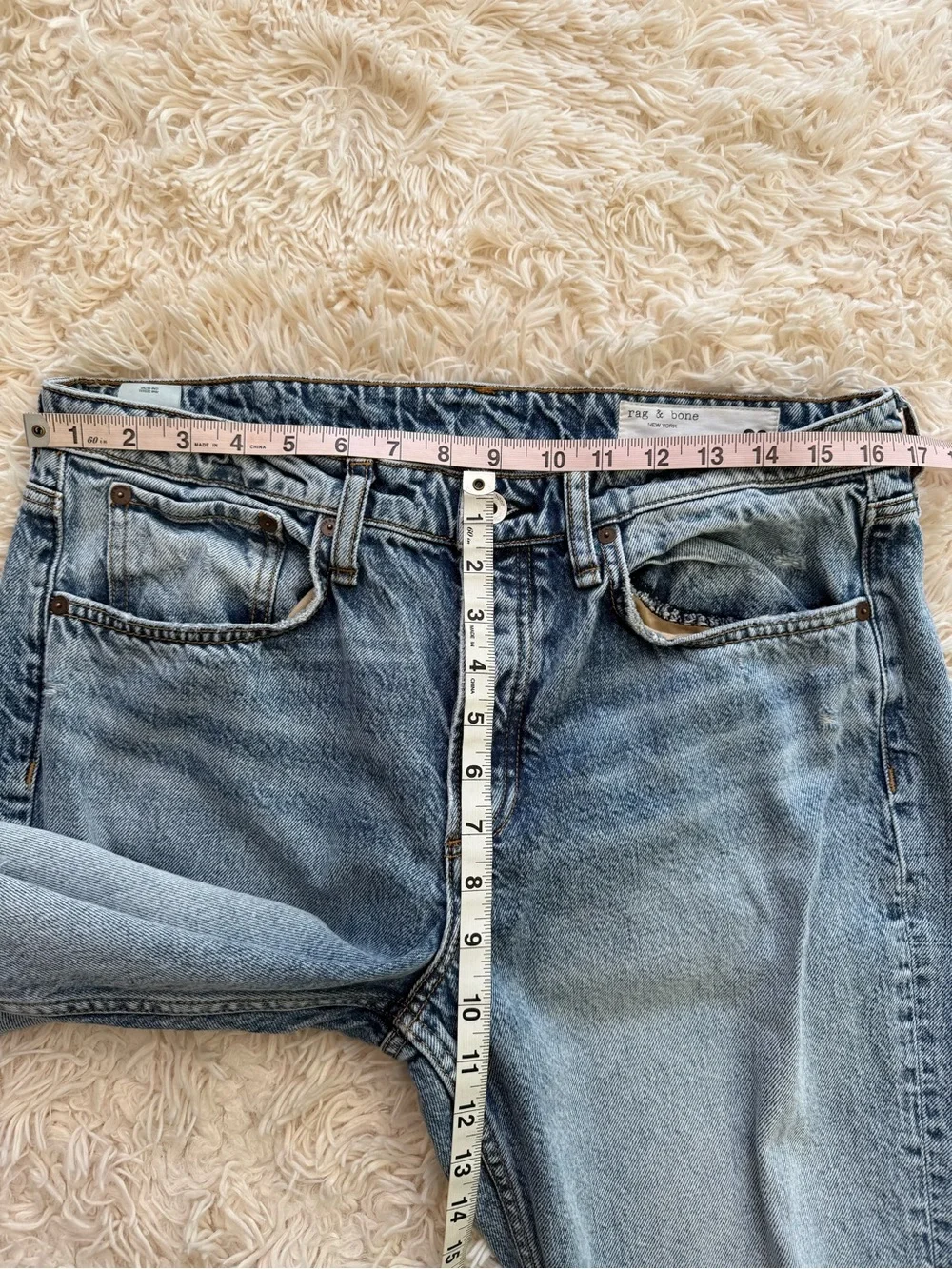 Rag & Bone Alex High Rise Straight Distressed Jeans Dana Point Wash 29